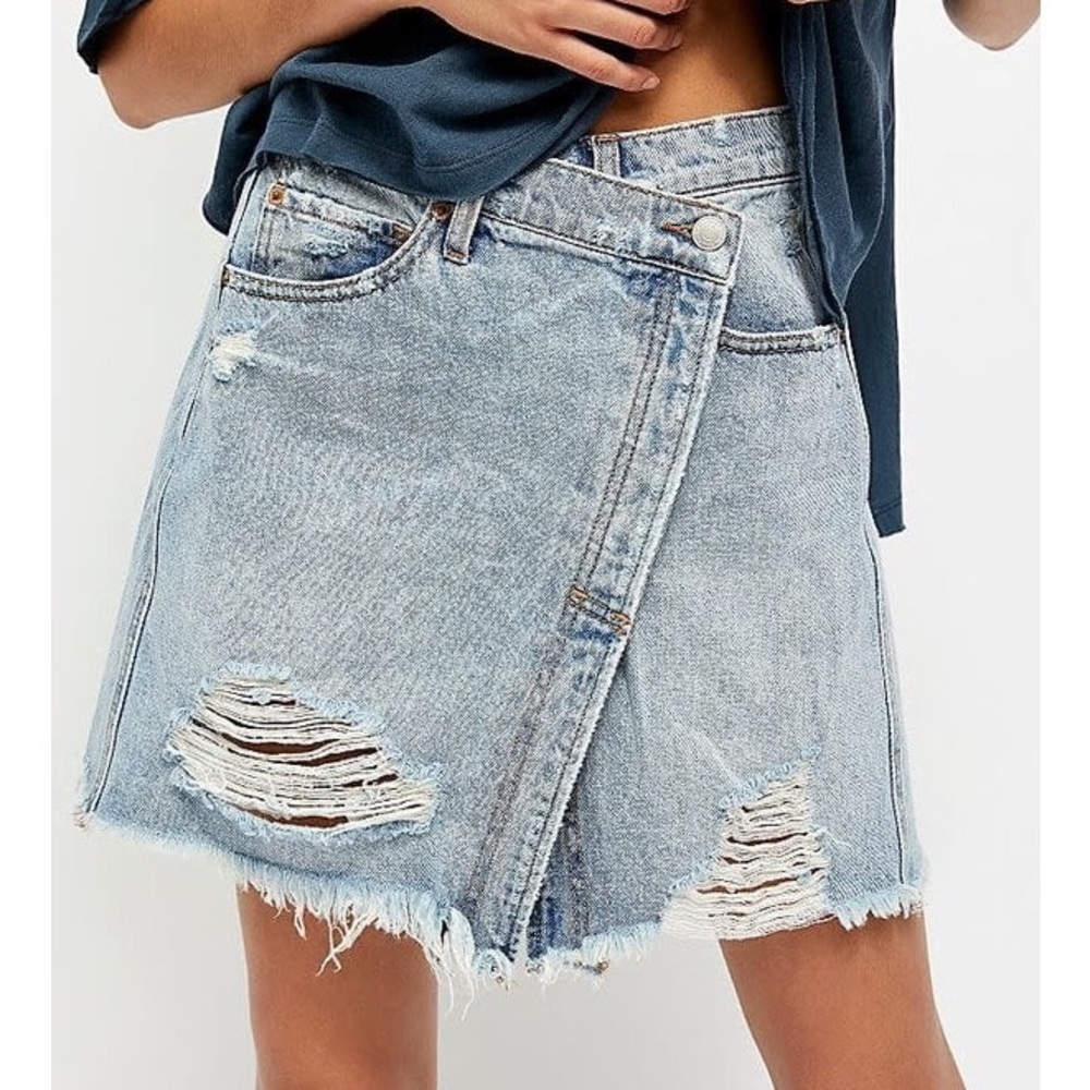NWT Free People Parker Wrap Surf’s Up Denim Skirt, Size 26